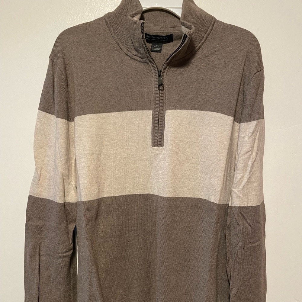 Men’s banana republic color block beige quarter zip sweater